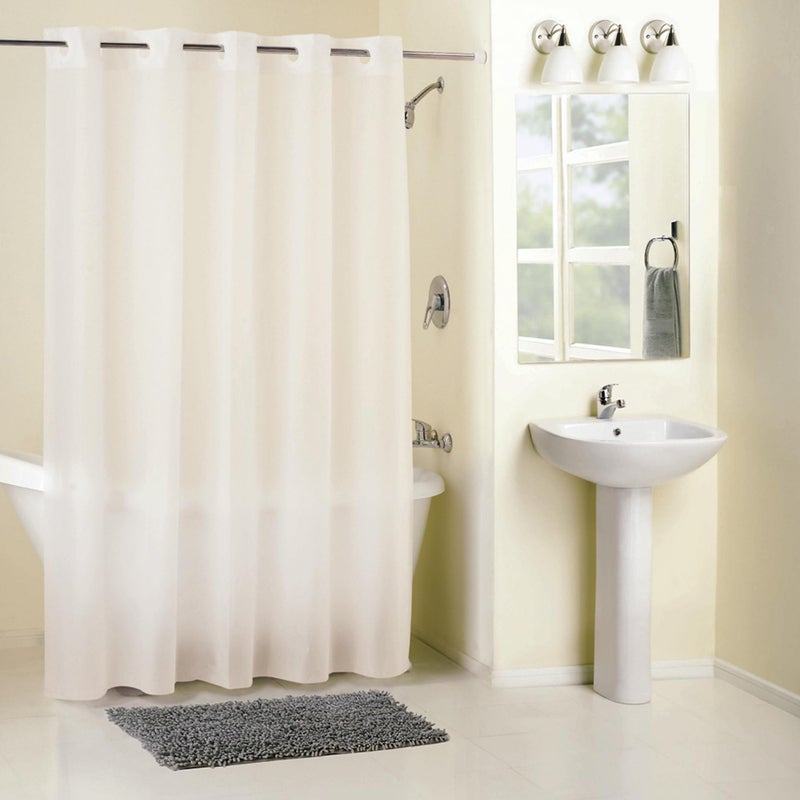 Hookless Full Length 2-in-1 Chlorine-Free PEVA Shower Curtain with Flex-On Rings for Easy Installation, 71" x 74", Water-Repellent, Easy Install, Frost - Image 1